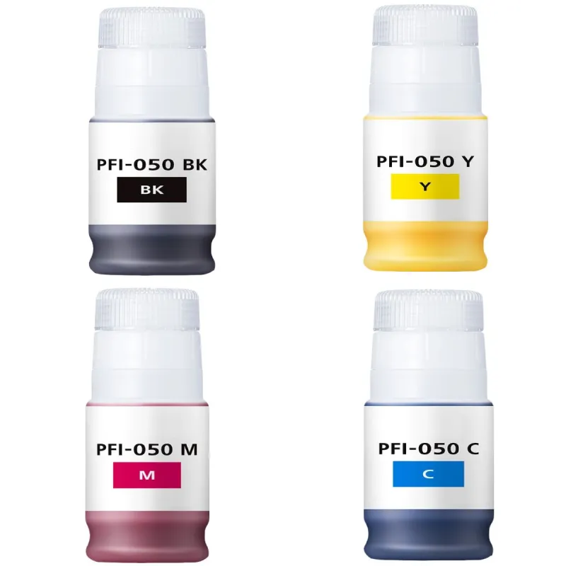 Canon PFI050 botella compatible (5698C001, 5699C001, 5700C001, 5701C001)