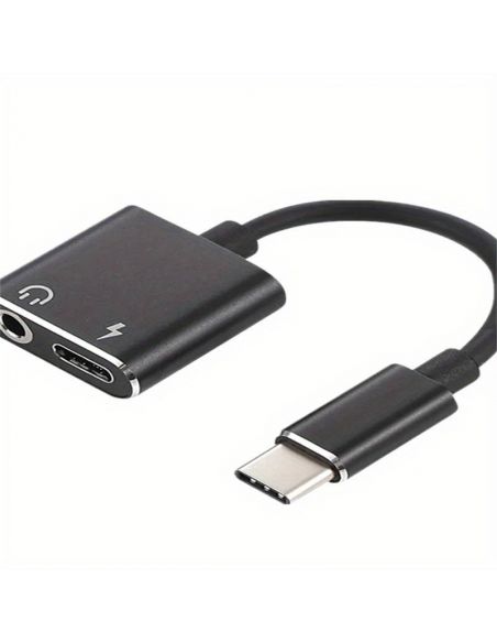 Adaptador 2 En 1 USB Tipo C a Tipo C + 3.5mm conector de Adaptador 2 En 1 USB Tipo C a Tipo C + 3.5mm conector de