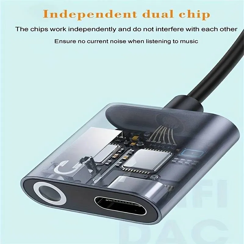 Adaptador 2 En 1 USB Tipo C a Tipo C + 3.5mm conector de