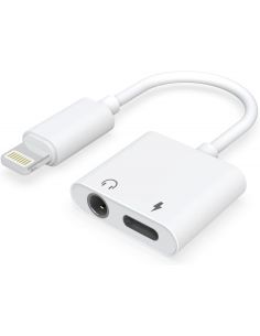 Adaptador 2 En 1 USB Lightning a Lightning + Jack de 3,5 mm