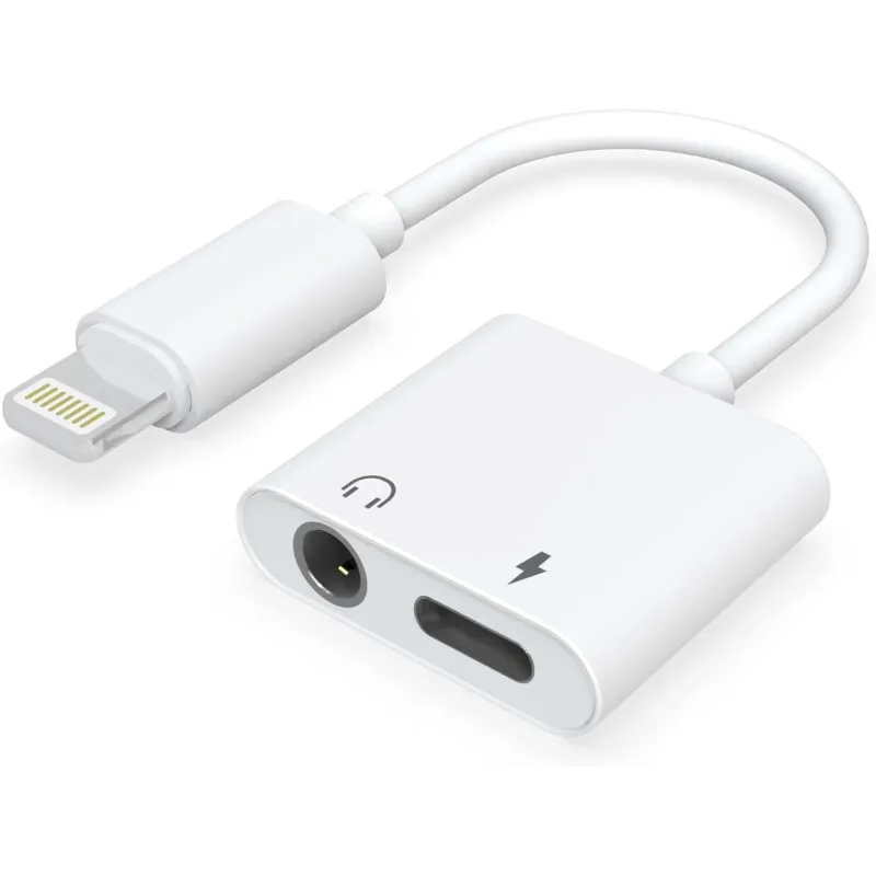 Adaptador 2 En 1 USB Lightning a Lightning + Jack de 3,5 mm