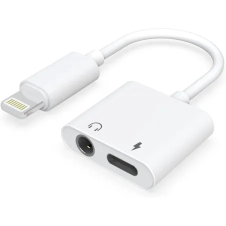 Adaptador 2 En 1 USB Lightning a Lightning + Jack de 3,5 mm