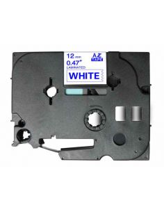 Brother TZE233 cinta laminada compatible 12mmx8m texto azul sobre blanco