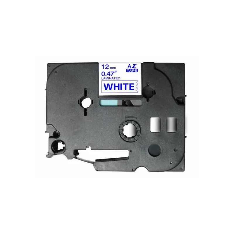 Brother TZE233 cinta laminada compatible 12mmx8m texto azul sobre blanco
