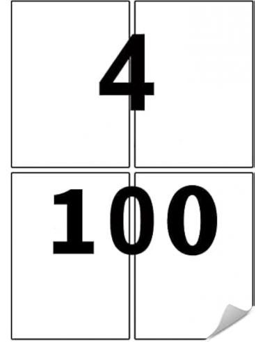 Etiquetas adhesivas tamaño 105x148,5 mm 4x hoja, Caja 100 hojas