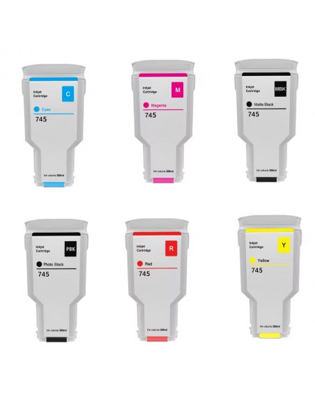 HP 745 tinta compatible (F9J99A,F9K05A,F9J98A,F9K04A,F9J97A,F9K03A,F9J95A,F9K01A,F9J96A,F9K02A,F9K00A,F9K06A)