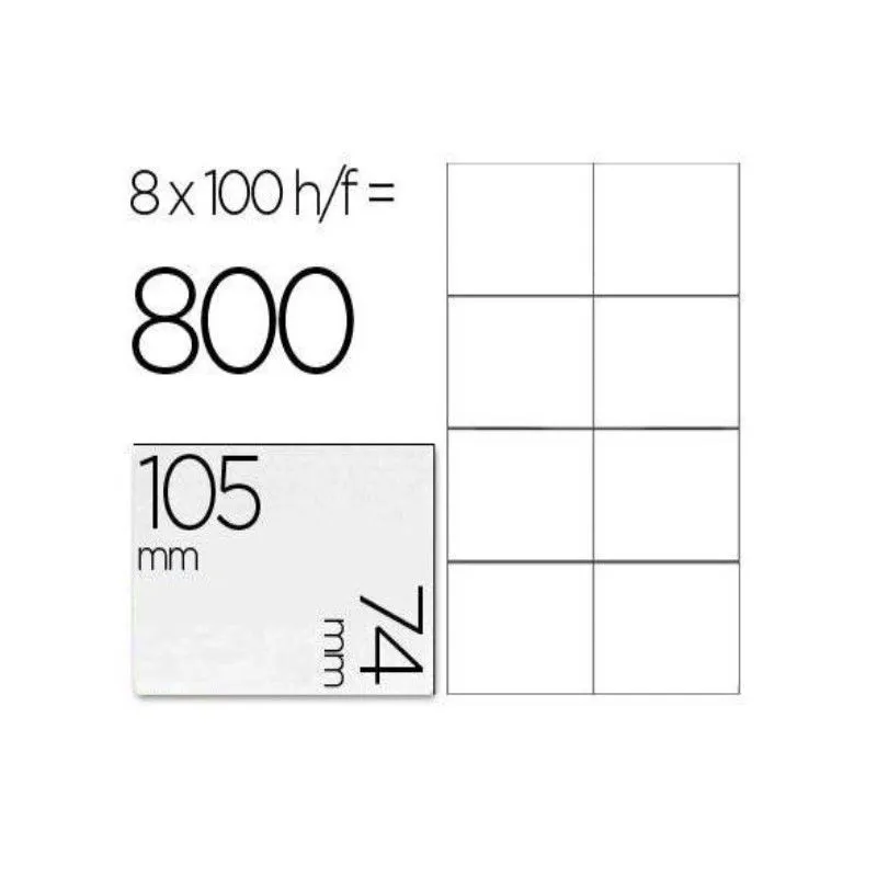 Etiquetas adhesivas tamaño 105x74 mm 8x hoja, Caja 100 hojas