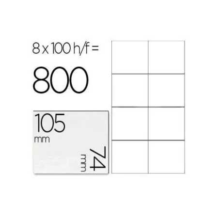 Etiquetas adhesivas tamaño 105x74 mm 8x hoja, Caja 100 hojas