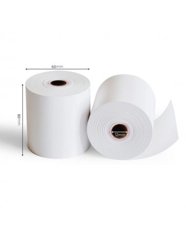 Pack 5 Rollos de Papel Térmico 80x60x12 mm | BPA Free |