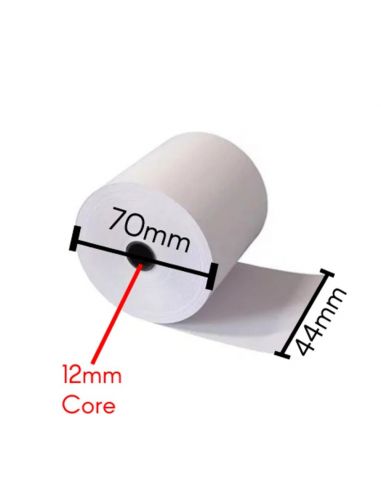 Pack 10 Rollos de Papel Térmico 44x70x12 mm Libre de BPA, FSC