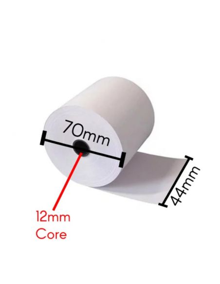 Pack 10 Rollos de Papel Térmico 44x70x12 mm Libre de BPA, FSC