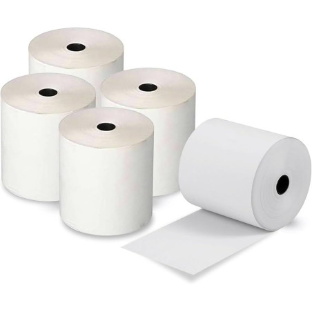 Pack 5 Rollos de Papel Térmico 80x60x12 mm | BPA Free |