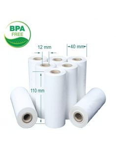 Pack 5 Rollos de Papel Térmico 110x40x12 mm BPA Free FSC Para