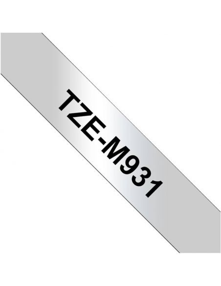 Brother TZe-M931 cinta laminada metalizada 12mm x 8m compatible (negro sobre fondo plata mate)