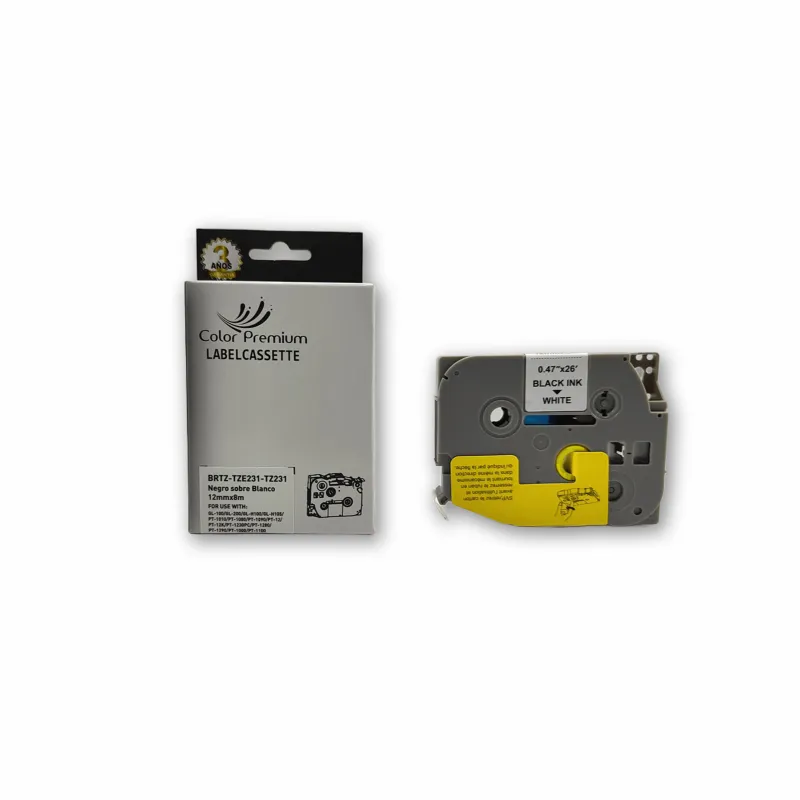 Oferta cinta TZe231 blanca adhesiva ColorPremium 12mm