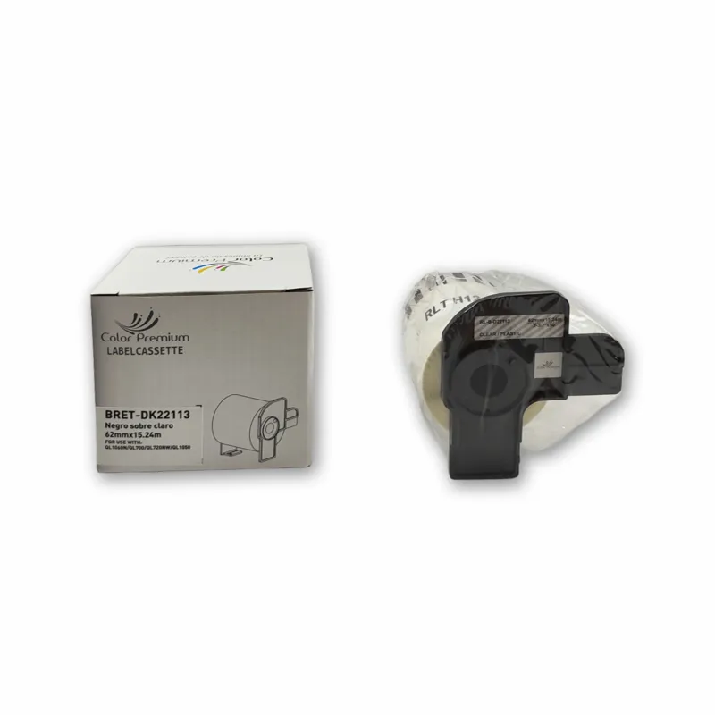 Comprar Brother DK22113 compatible etiquetas transparentes 62mm x 15.24m ColorPremium