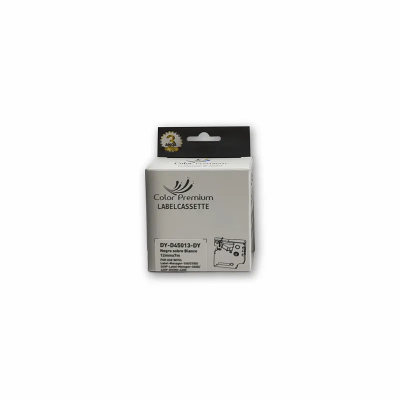 Cinta rotuladora Dymo 45013 negro sobre blanco compatible ColorPremium