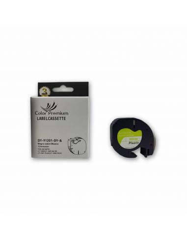 Comprar Dymo 91201 compatible cinta rotuladora ColorPremium negro sobre blanco 12mm