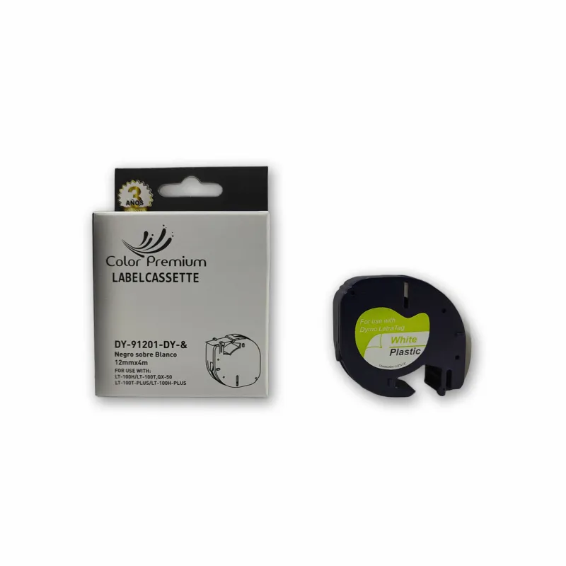 Comprar Dymo 91201 compatible cinta rotuladora ColorPremium negro sobre blanco 12mm