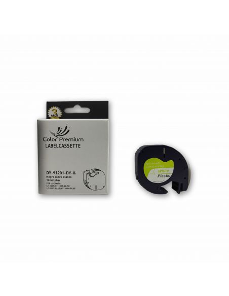 Comprar Dymo 91201 compatible cinta rotuladora ColorPremium negro sobre blanco 12mm