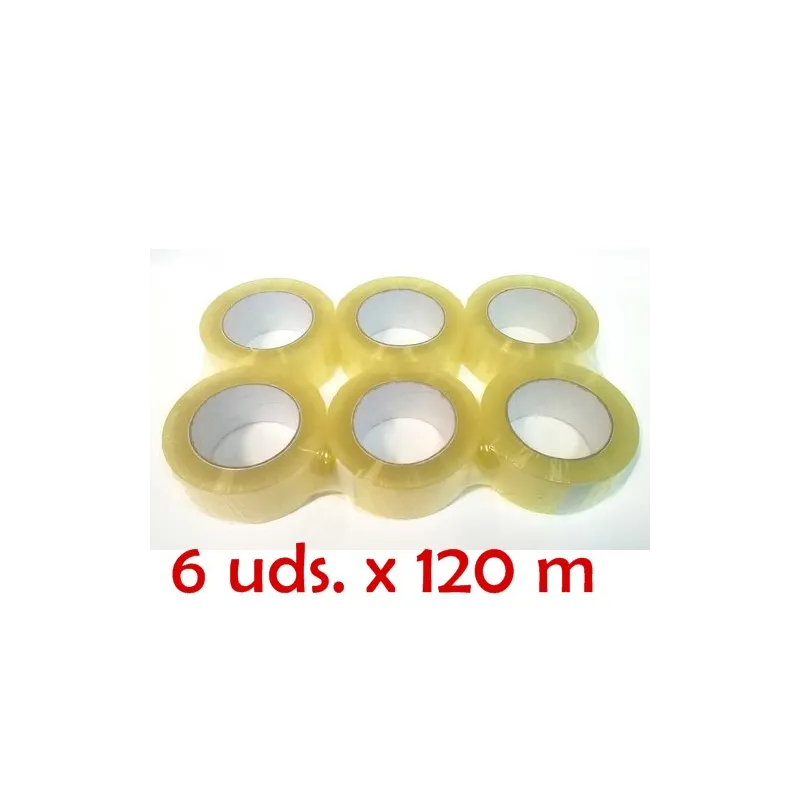 Pack de 6 rollos de precinto transparente / Cinta adhesiva de