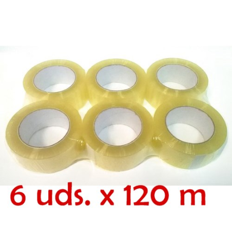Pack de 6 rollos de precinto transparente / Cinta adhesiva de