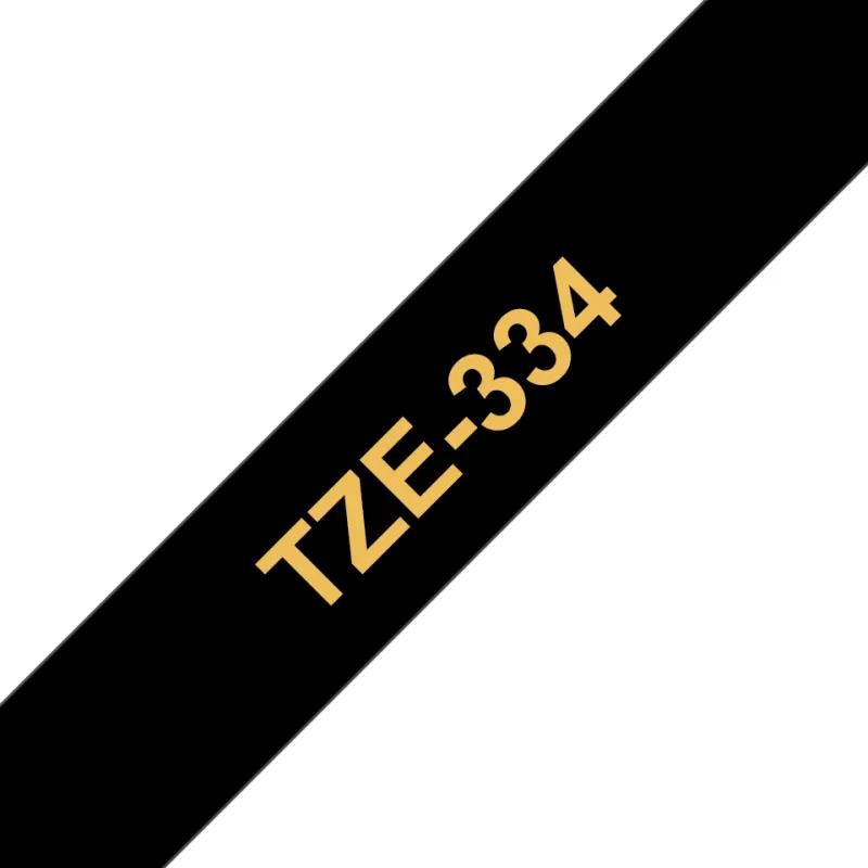 TZE334 Cinta laminada Brother compatible 12 mm x 8 metros