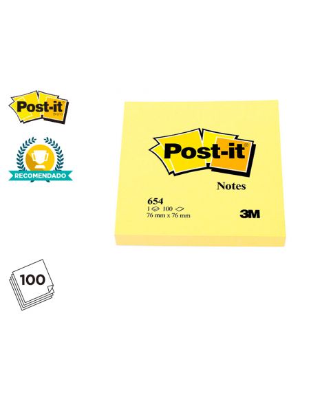 Bloc de notas adhesivas quita y pon post-it 76x76 mm con 100hojas