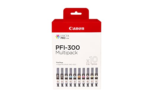 Canon PFI-300 - Lote de 10 Cartuchos de Tinta para...
