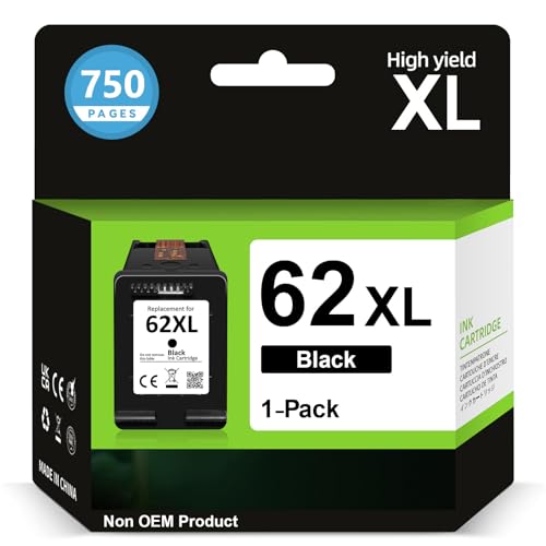 Tinta 62XL Negro Alta Capacidad - 750+ Páginas, Reemplazo...
