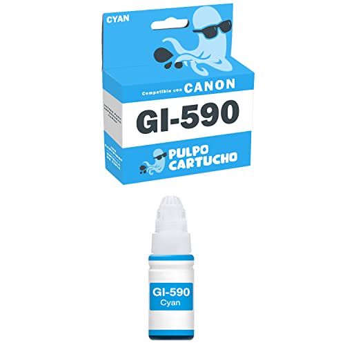 Pulpo Cartucho - Botella de Tinta GI-590 Cyan Compatible con...