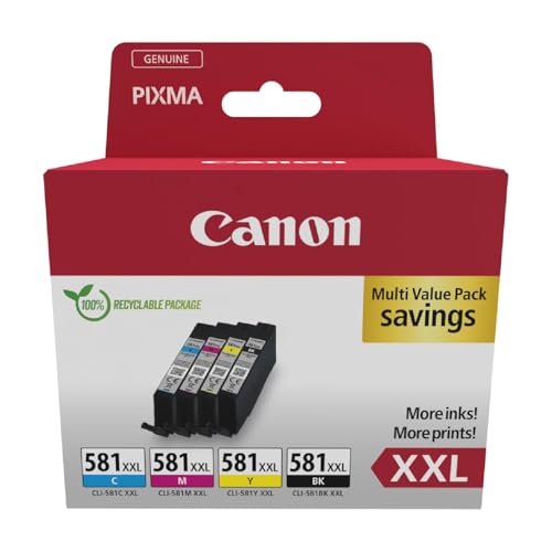 Canon Tinta - CLI-581 - Pack de 4 Cartuchos XXL de Alto...