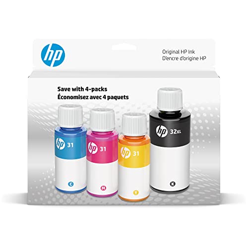 HP 31 CMY/32XL Blk Tinta embotellada Crtg 4-Pk