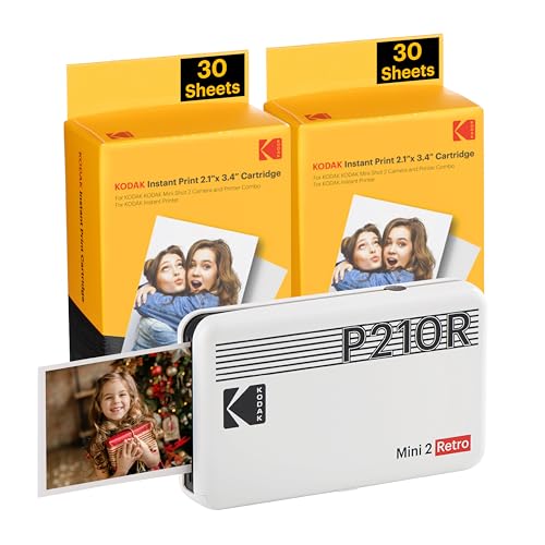 Kodak Mini 2 Retro 4Pass, Impresora Fotográfica + 68 Fotos,...