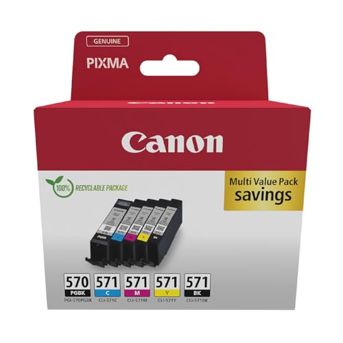 Canon Tinta - PGI-570 + BK CLI-571 - Pack de 5 Cartuchos...