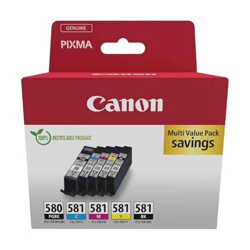 Canon Tinta - PGI-580 + CLI-581 - Pack de 5 Cartuchos...
