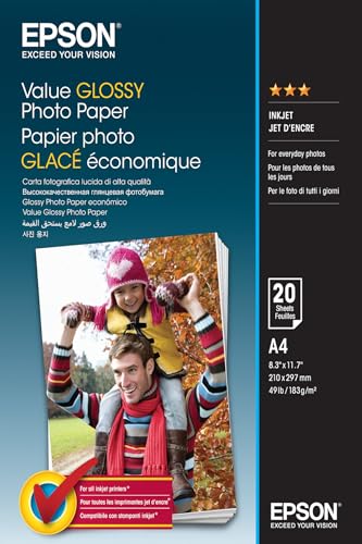 Epson Value Glossy Photo Paper - A4-20 Hojas - Papel...