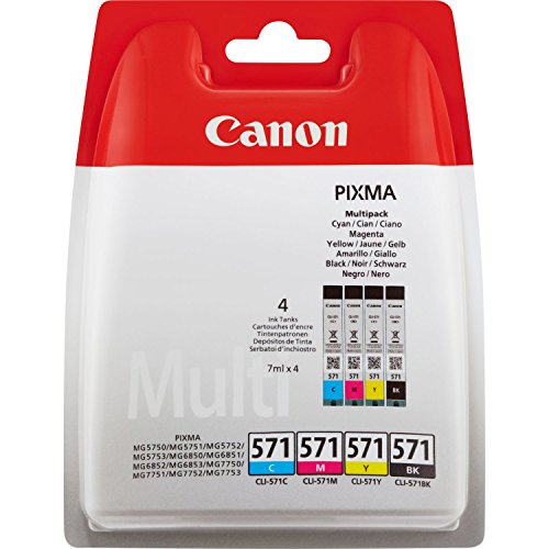 Canon CLI-571 4 Cartuchos tinta BK/C/M/Y para Impresora de...
