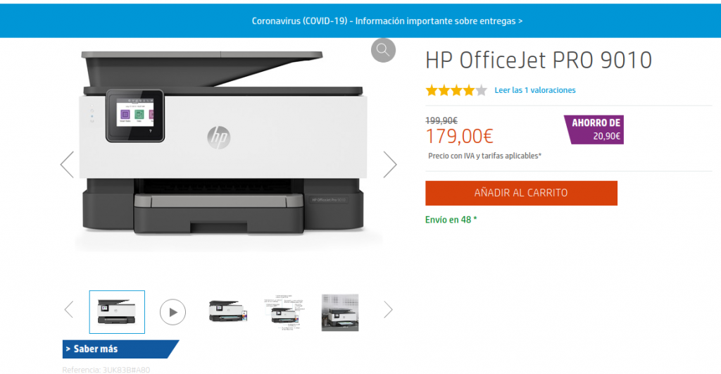 HP OfficeJet PRO 9010 precio