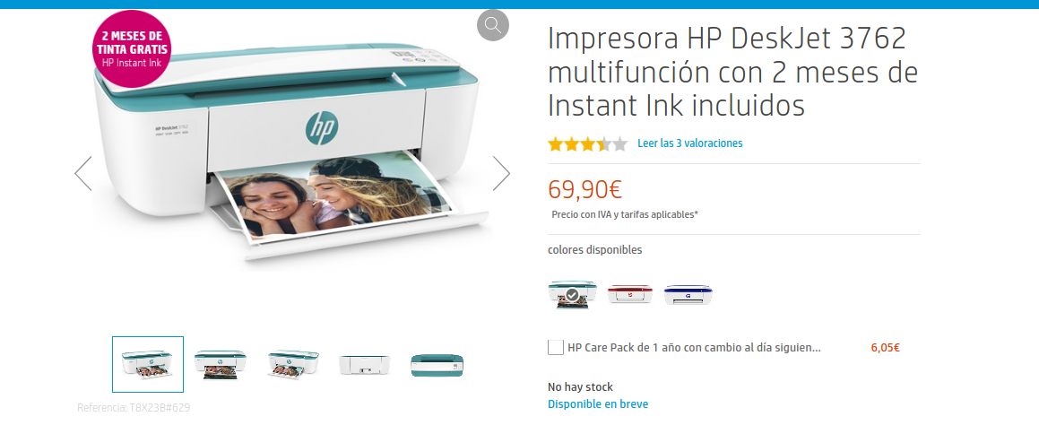 HP DESKJET 3762 - All-in-One Printer EUR 72,12 - FR