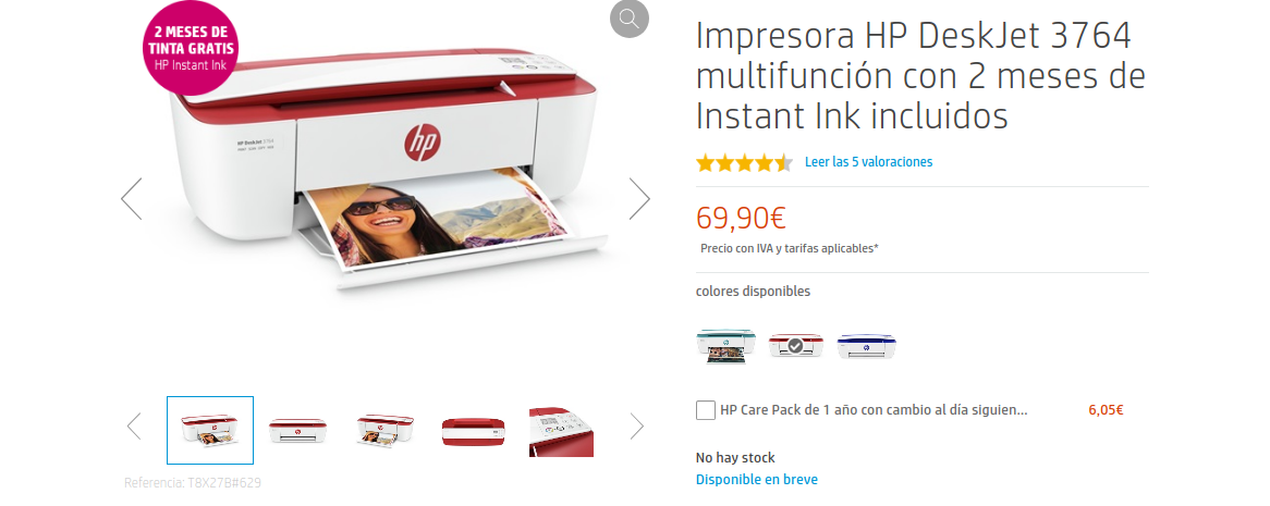 Impresora HP DeskJet 3764 | Review del Experto | Quecartucho.es