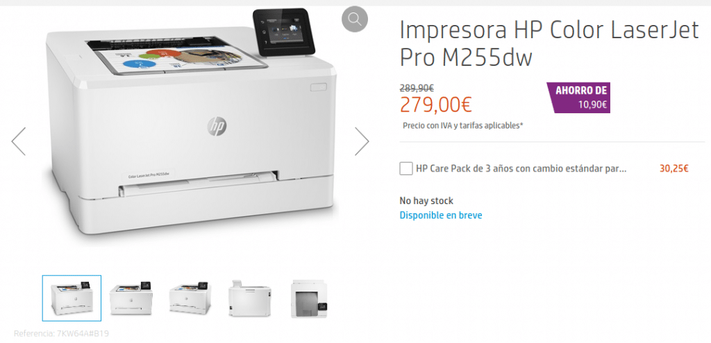 Precio Impresora HP Color LaserJet Pro M255dw