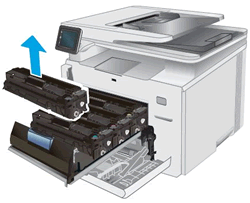 cambiar toner en impresora HP Color LaserJet Pro MFP M283FDW