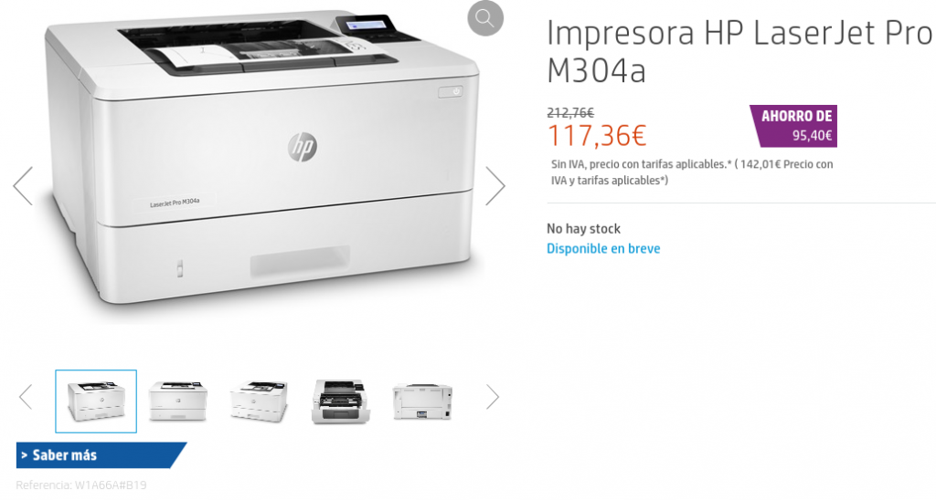 Precio Impresora HP LaserJet Pro M304a