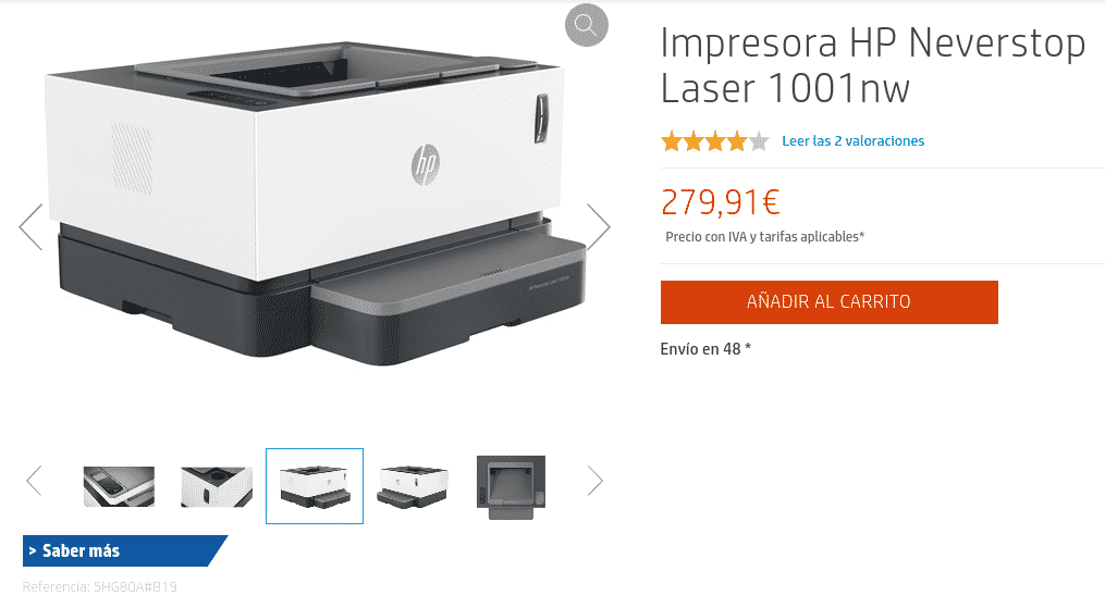 Precio Impresora HP Neverstop Laser 1001nw
