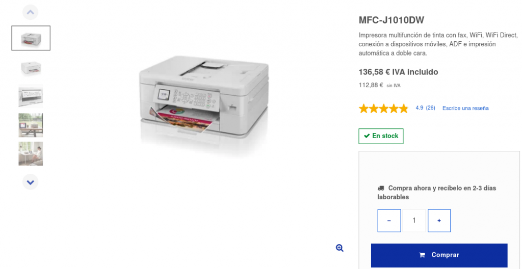 Precio Impresora Multifunción tinta WiFi MFC-J1010DW, Brother