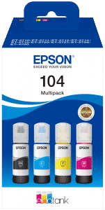 Tinta Epson EcoTank ET 2820 pack de botes de tinta Epson 104 originales