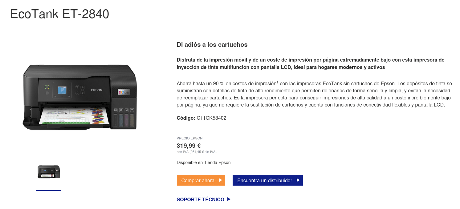 Impresora Epson EcoTank ET2840 Review del Experto Quecartucho.es