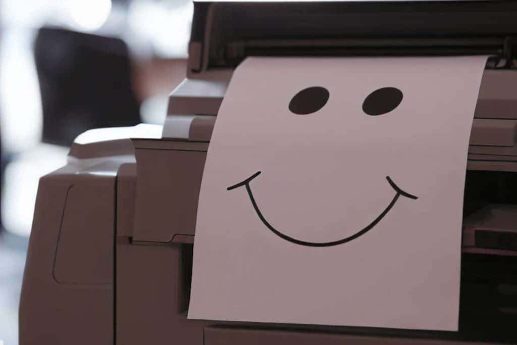 impresoras sonriendo con su tienda de cartuchos cercana