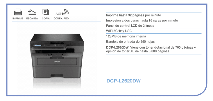 Impresora Brother DCP-L2620DW, Review del Experto
